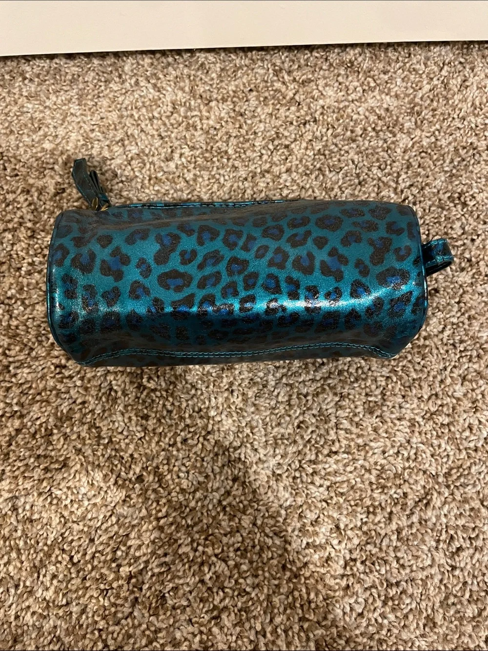 Y2K Juicy Couture Teal Leopard Print Cosmetic Pouch
